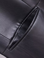 Faux Leather Long Sleeve Overcoat