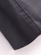 Faux Leather Long Sleeve Overcoat