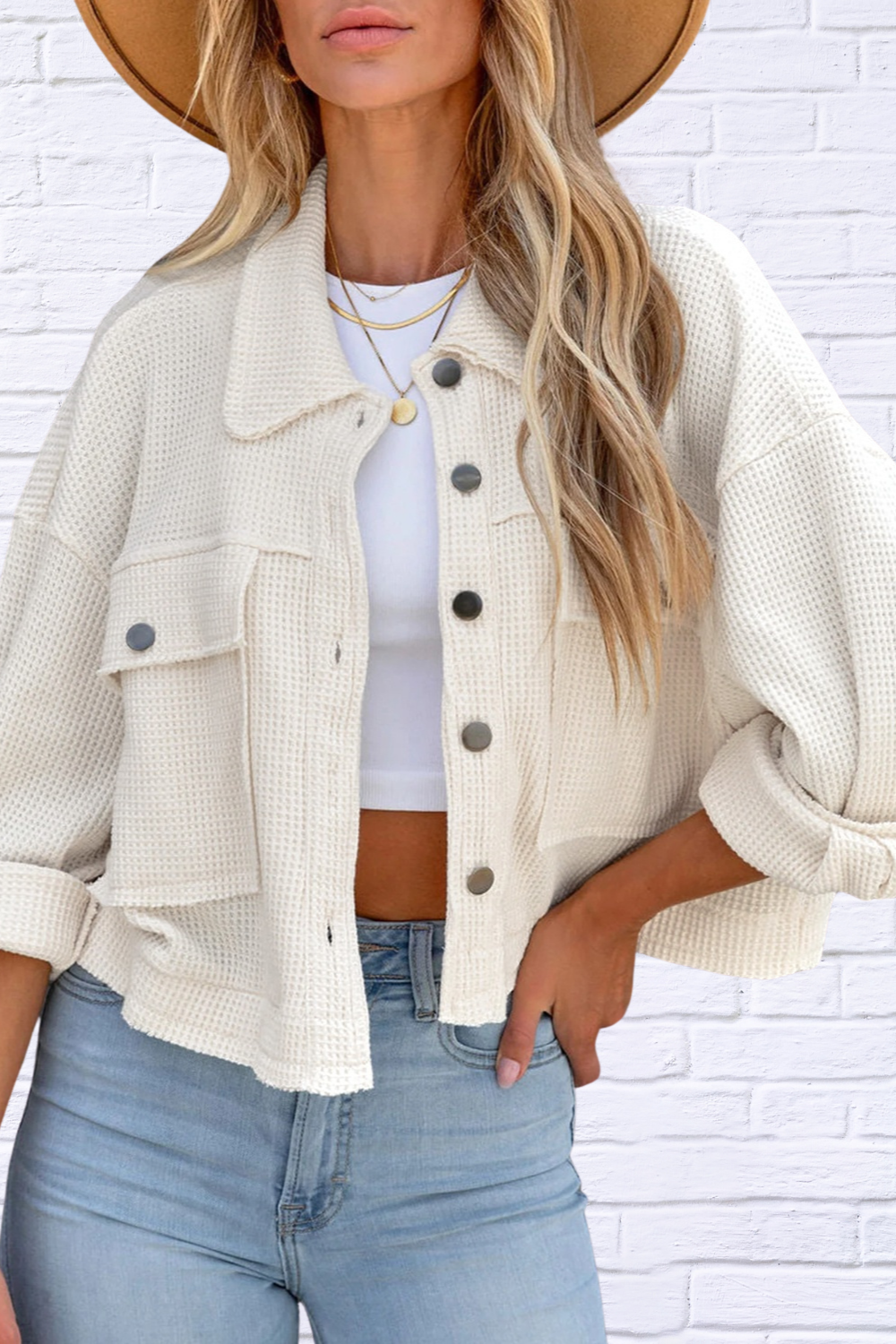 Trendy Button Up Long Sleeve Jacket
