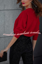 Diva Sequin High Rise Elastic Waist Flare Pants