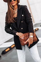 Lapel Double Breasted Open Front Blazer Jacket