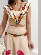 Floral Print Square Neck High Waist Two-piece Set