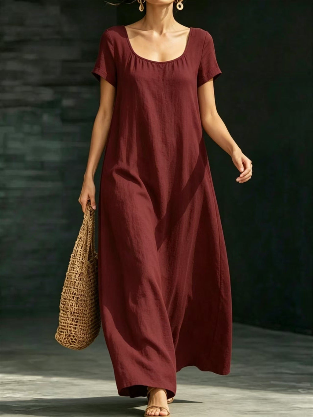 Solid Color Midi Dress