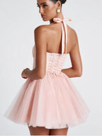 Halter Bra Tutu Bow Parties Mini&Short Dresses