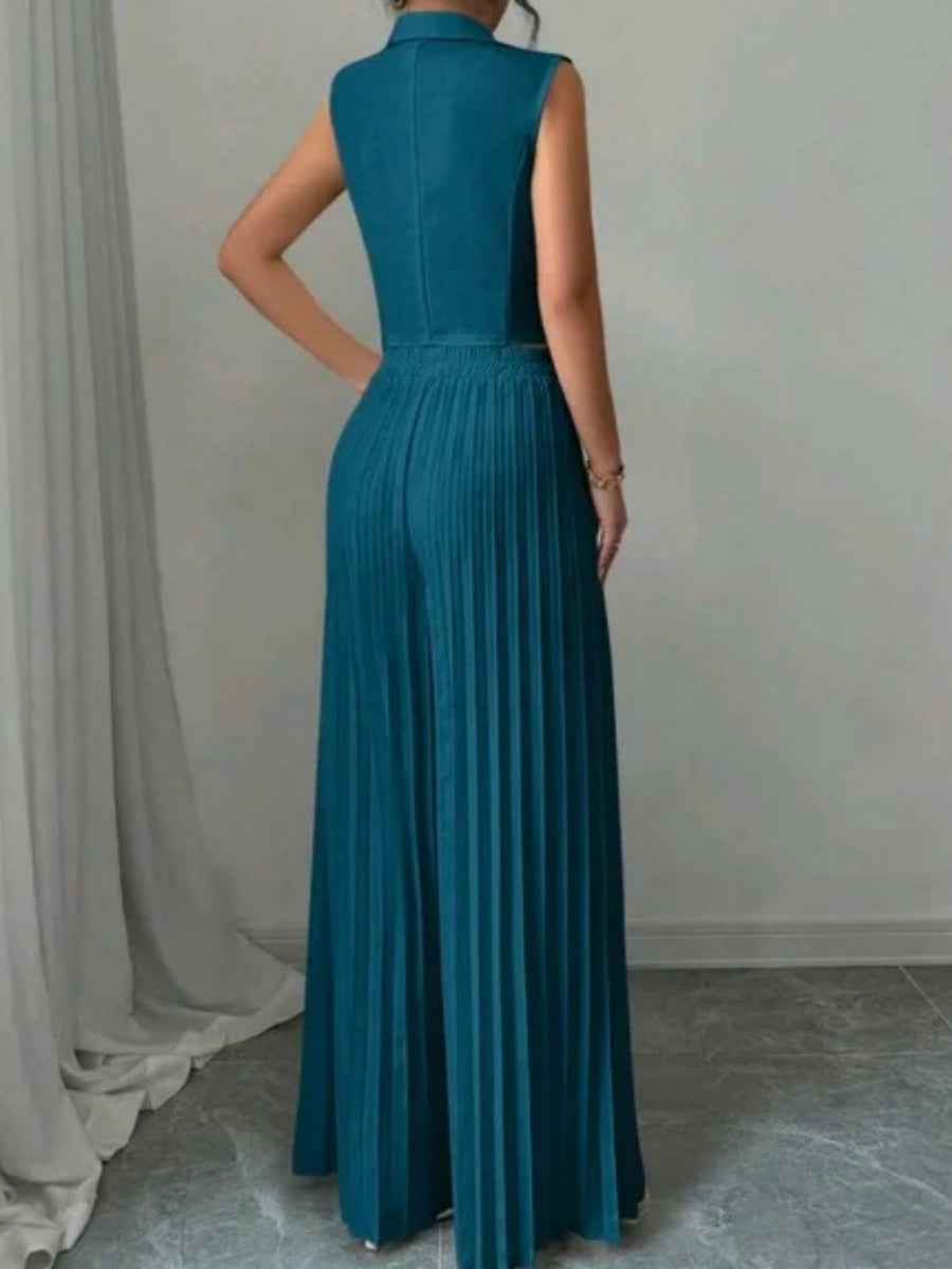 Pleated Pants Vest Grace Commuting Set 2-piece Sets