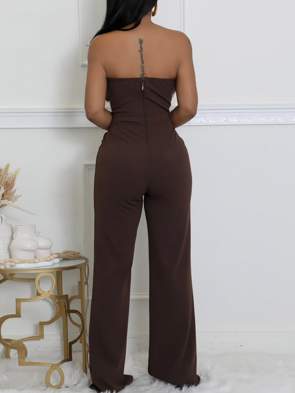 Handwoven Ribbon Strapless Backless Jumpsuits