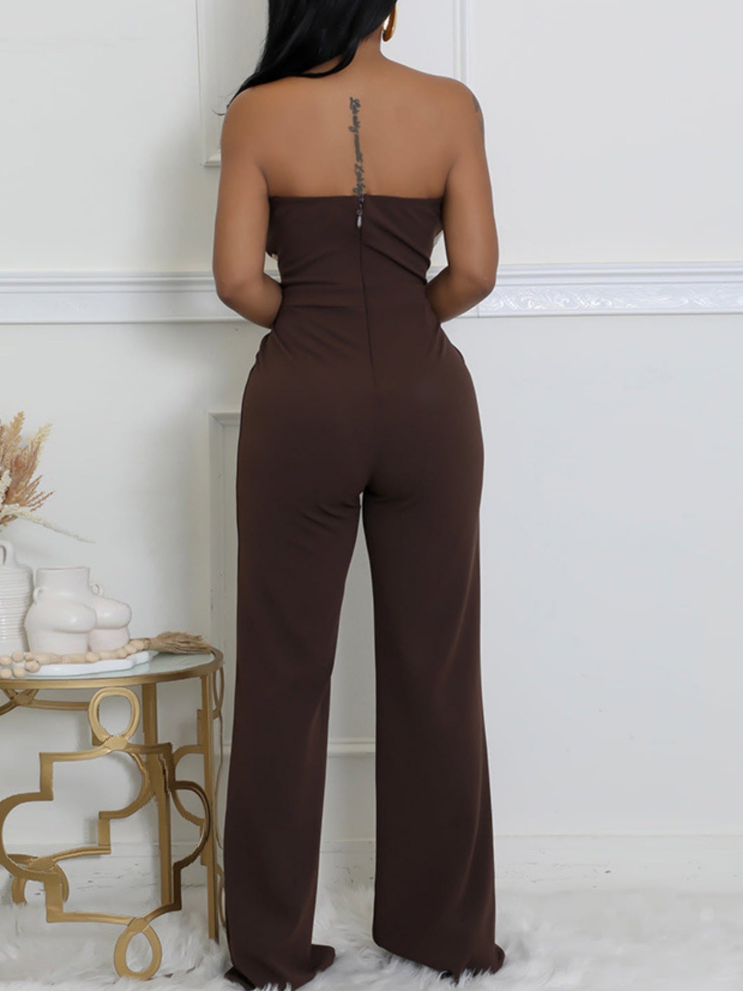 Handwoven Ribbon Strapless Backless Jumpsuits