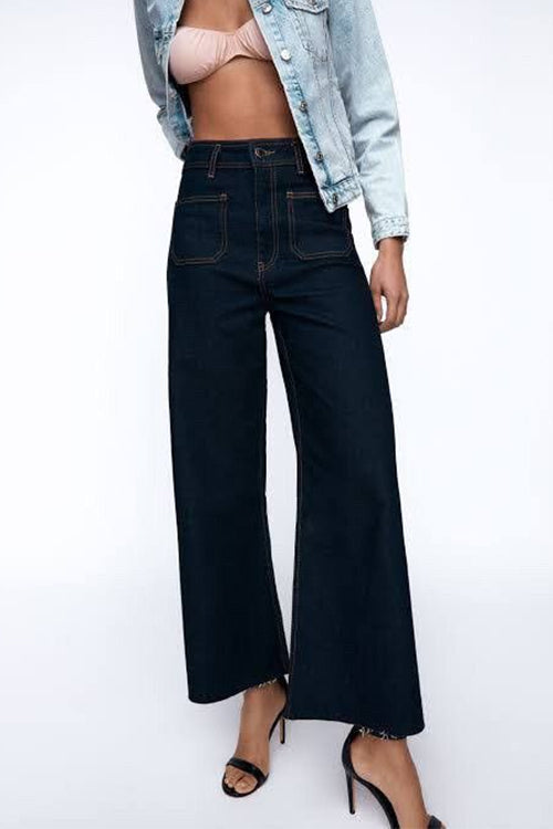 Straight Leg High Waist Pocketed Jeans