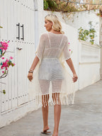 Knitting Hollow Smock Sunscreen Tassel Cover Ups