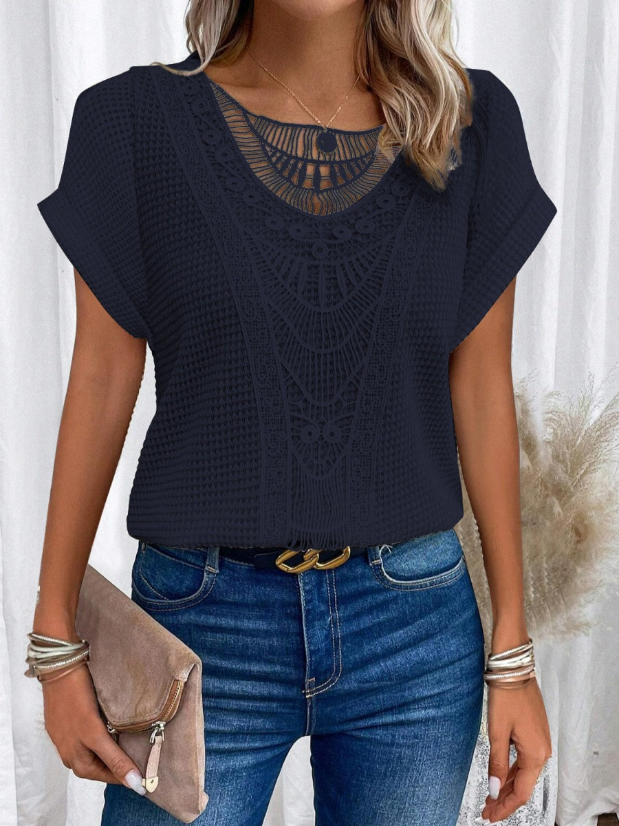 Trim Splicing Knitting Leisure T-shirts