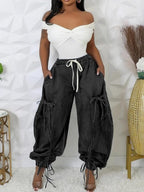 Y2K Drawstring Bow Tie Loose-fitting Ankles Jeans