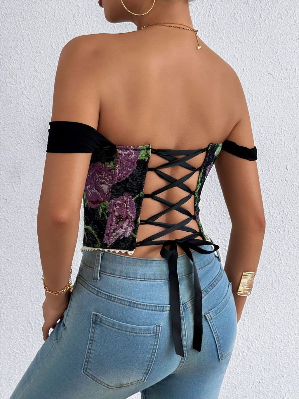 Jacquard Bandeau Top Tie Fish Bones Strapless Bra