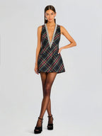 V-neck Rhinestone-studded Sleeveless Temperament Grace Parties Mini&Short Dresses