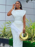 Feather Tassel Hip-hugging Temperament Formal Dress Maxi Dresses