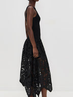 Sleeveless Lace Stitching Irregular Hem Temperament Maxi Dresses