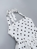 Polka Dots Printed A-line Halter Neck Short Dress