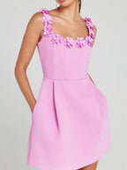 3D Flowers Temperament A-pendulum Seminarians Mini&Short Dresses