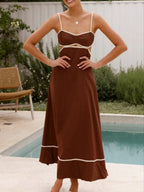 Camisoles Color Matching Color-blocked Hollow Vacation And Leisure Maxi Dresses