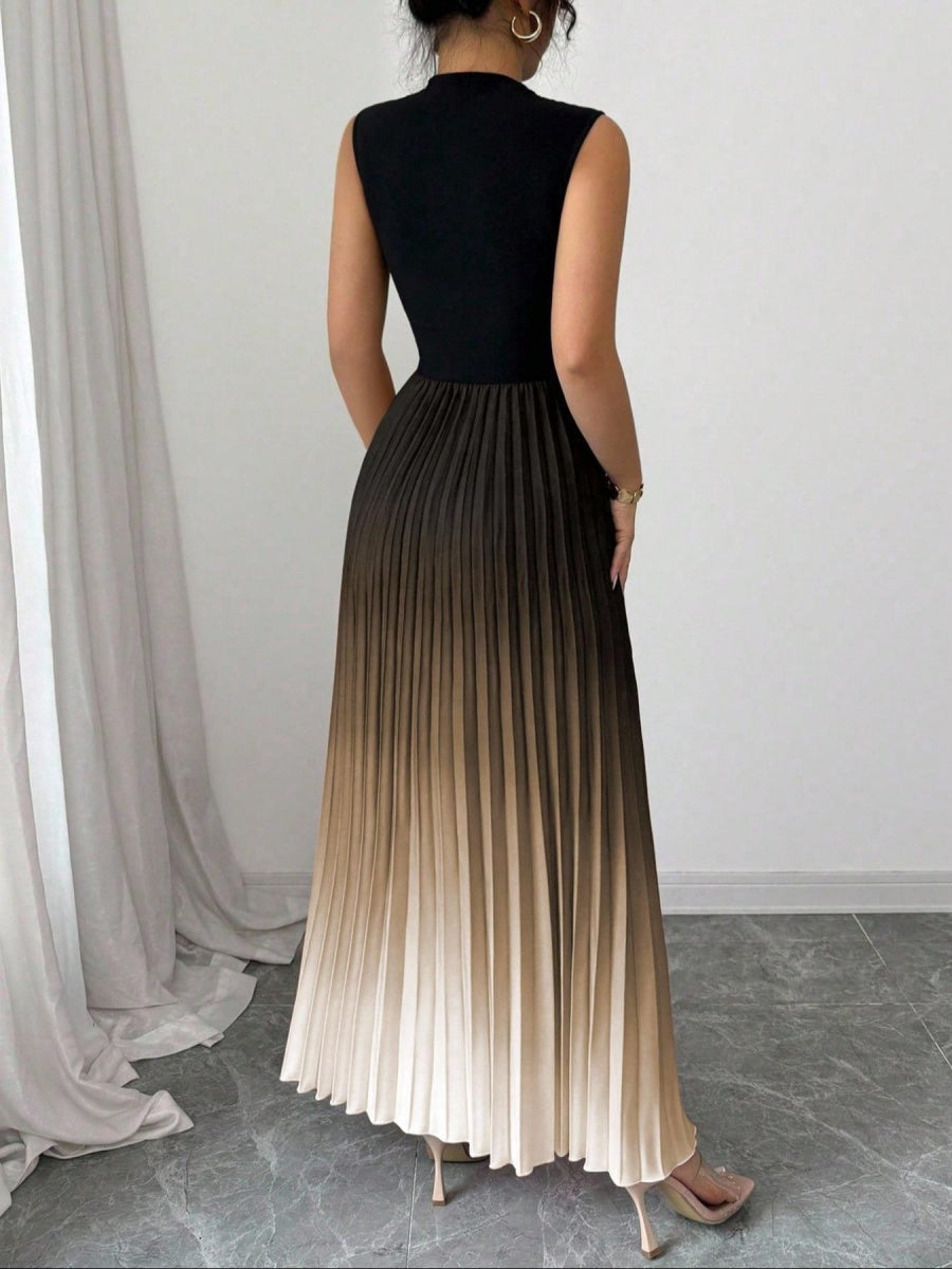 Crew Neck Sleeveless Gradient Maxi Dresses