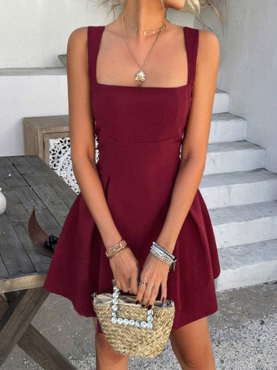 Sleeveless Backless Bow Big Swing Mini&Short Dresses