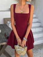 Sleeveless Backless Bow Big Swing Mini&Short Dresses