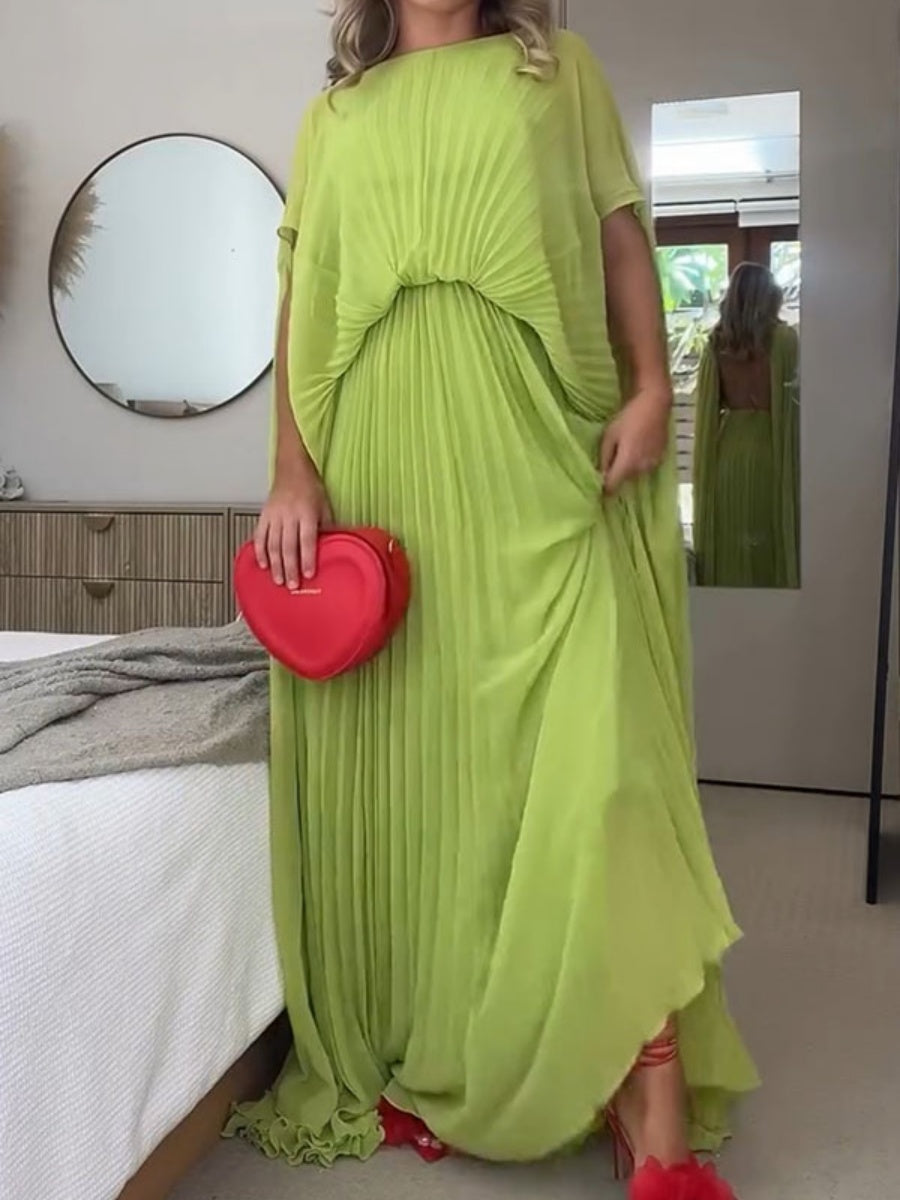 Loose-fit Cloak Style Crimp Maxi Dresses