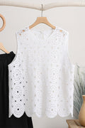 Round Neck Sleeveless Hollow Out Crochet Top