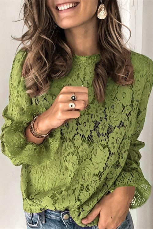 Floral Lace Crochet Hollow Out Shirts