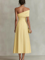 Waist Sloping Shoulders Backless Grace Midi Dresses