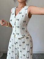 Floral Print Vest Top And Pleated Trousers Two-piece Set