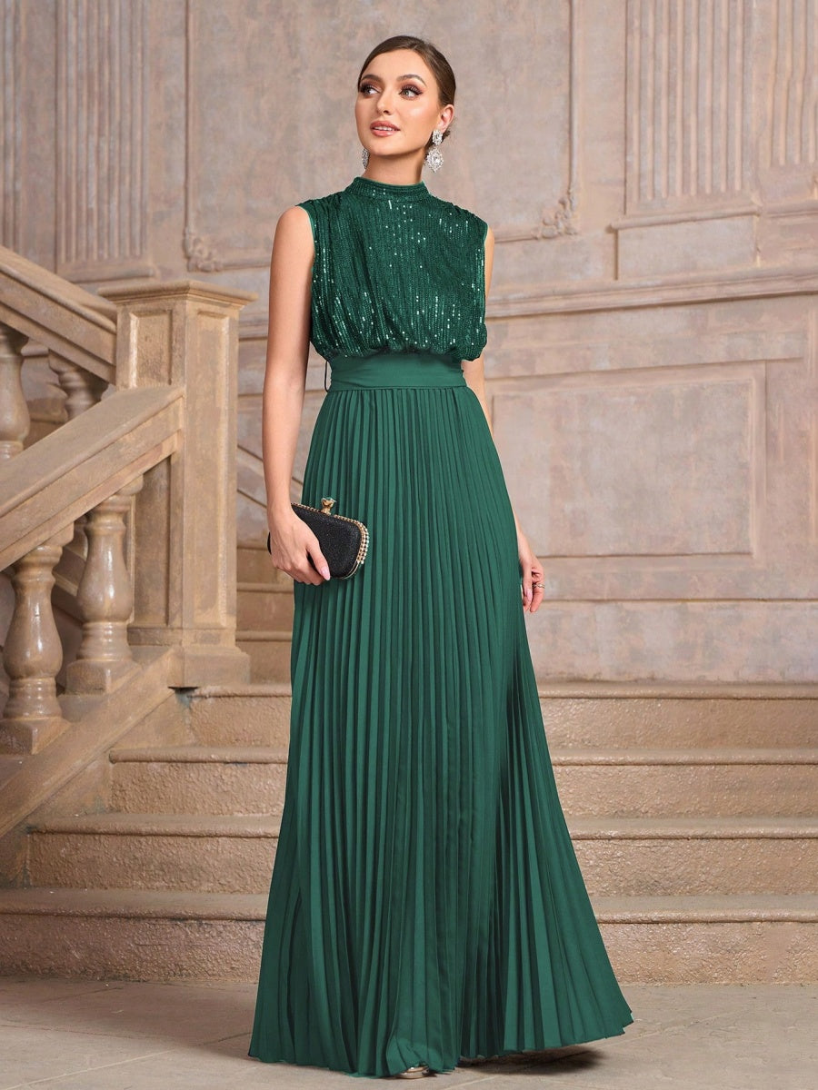 Sequins Crimp Banquet Formal Dress Party Wedding Backless Maxi Dresses