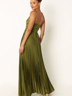 Camisoles Green Formal Dress Crimp Maxi Dresses