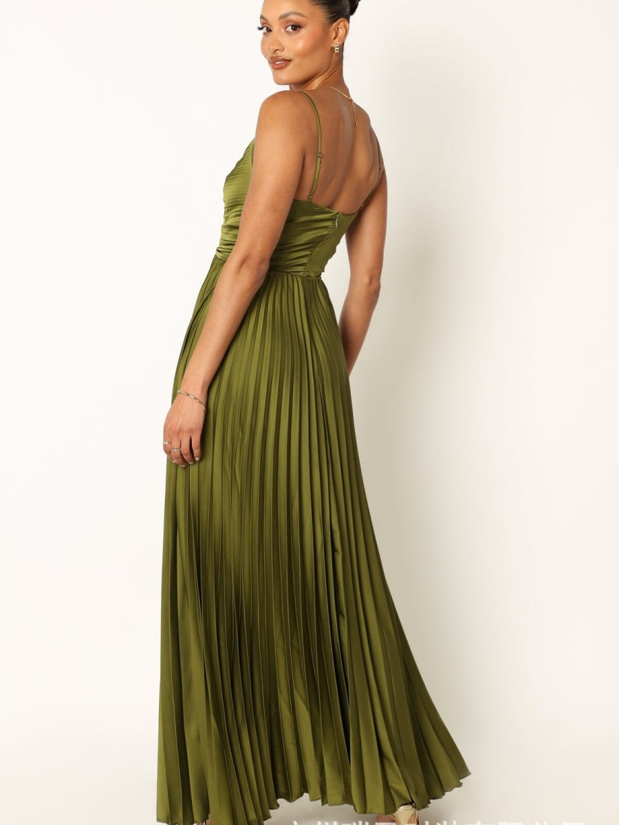 Camisoles Green Formal Dress Crimp Maxi Dresses