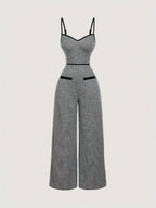 Plaid Camisoles Wide Leg Commuting Jumpsuits