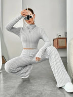 Mock Neck Slim Fit Knitted Two-Piece Set