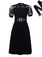 Short Sleeve Trim Lace Belts Mini&Short Dresses