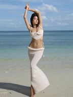 Resort-style Slit Skirt Set, Sexy Two-piece Set With Cutouts