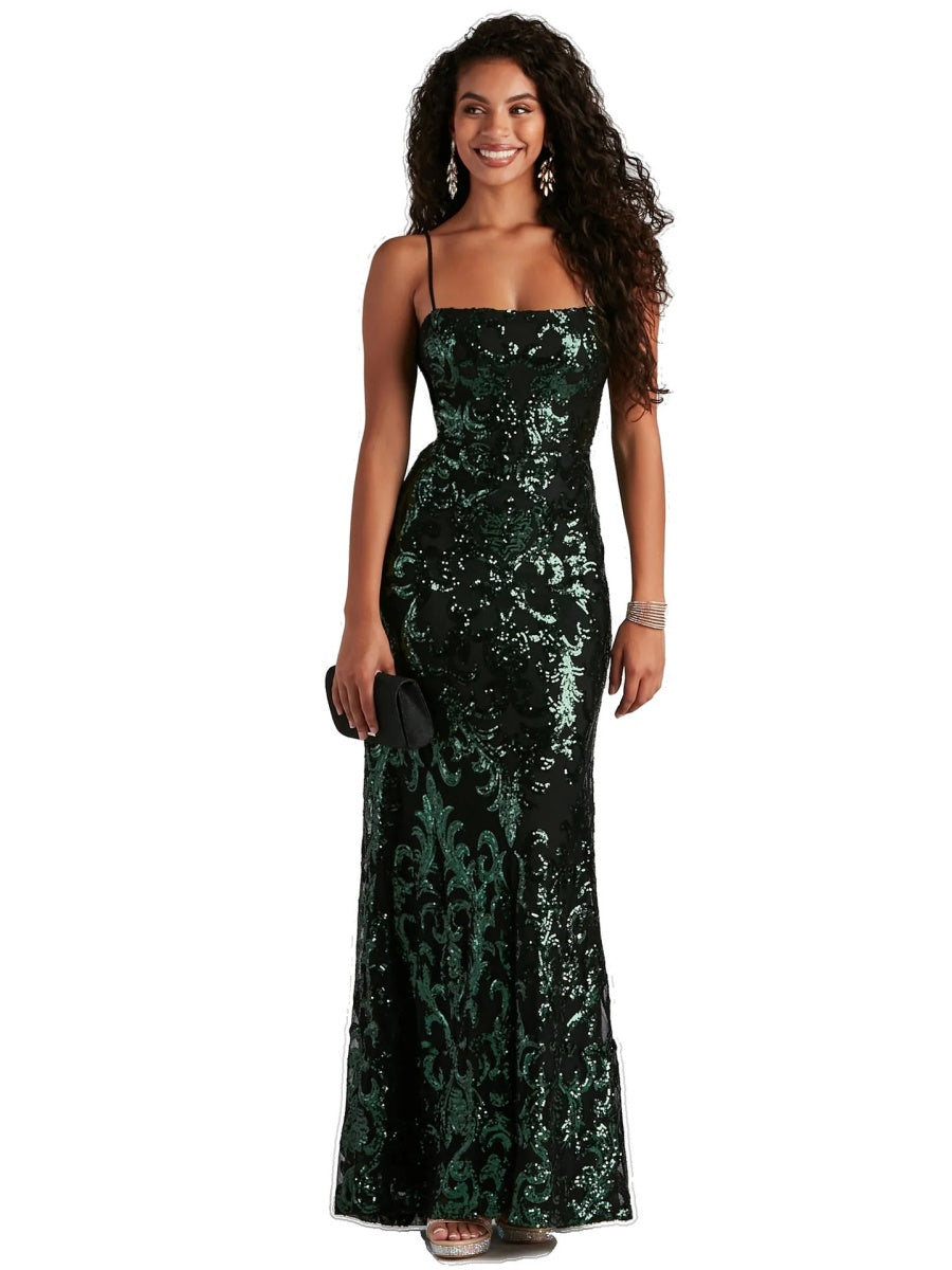 Sequins Fishtail Sexy Camisoles Formal Dress Maxi Dresses