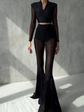 Mesh Stretch Bell-bottoms INS Loose Pants
