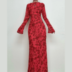 Sheer mesh see through zebra print long sleeve zip-up contrast maxi dress
