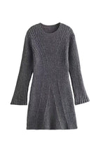 Long Sleeve Ribbed Knit Slit Cuff Bodycon Mini Dress