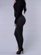 Hole Stretch Slimming Pencil Pants Jeans
