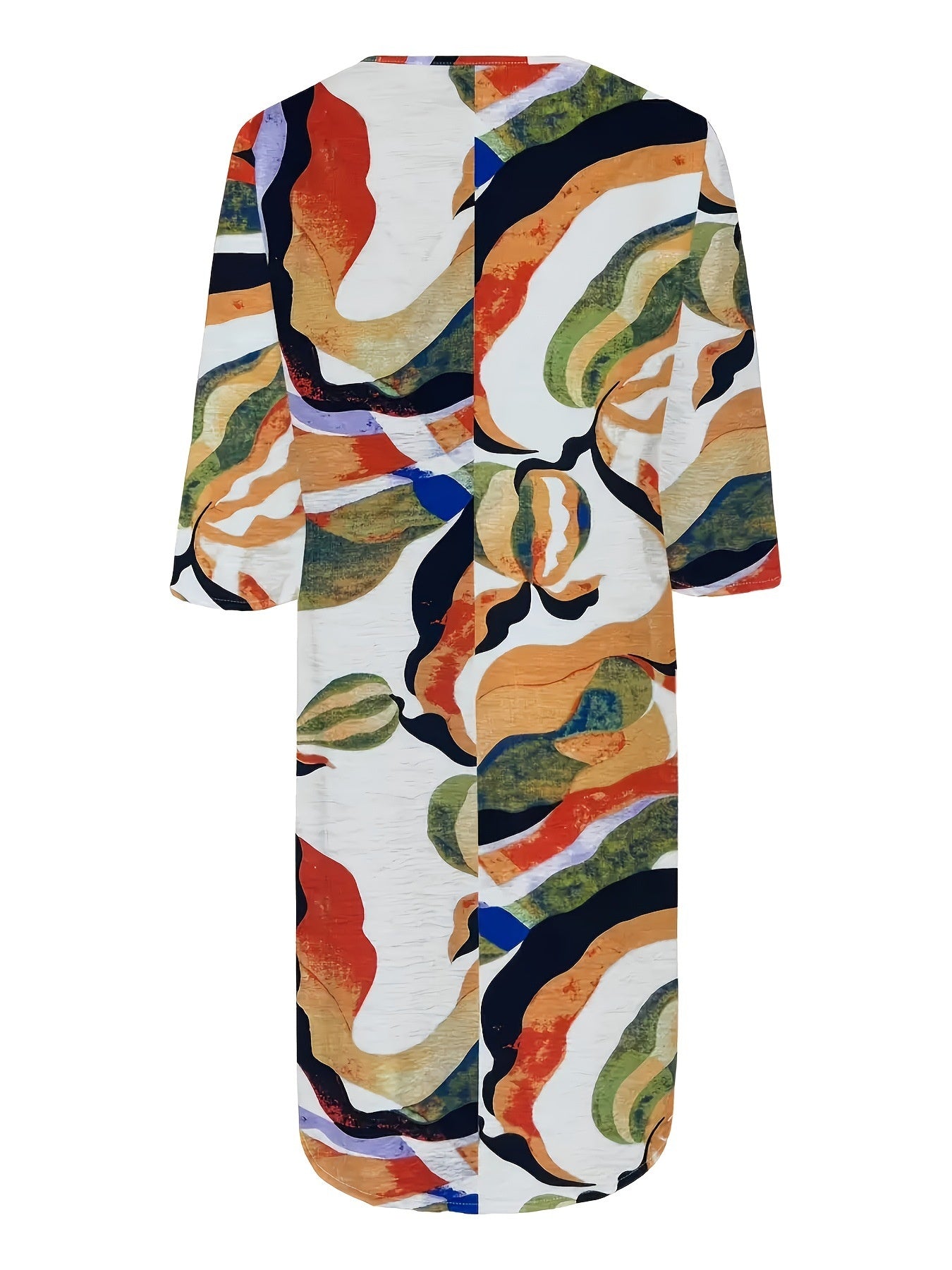 V-neck Tie-dye Multi-color Printed Dress