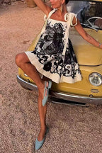 Bow Shoulder Floral Print Mini Cami Dress