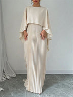 Cloak Batwing Sleeves Crimp Temperament Grace Maxi Dresses