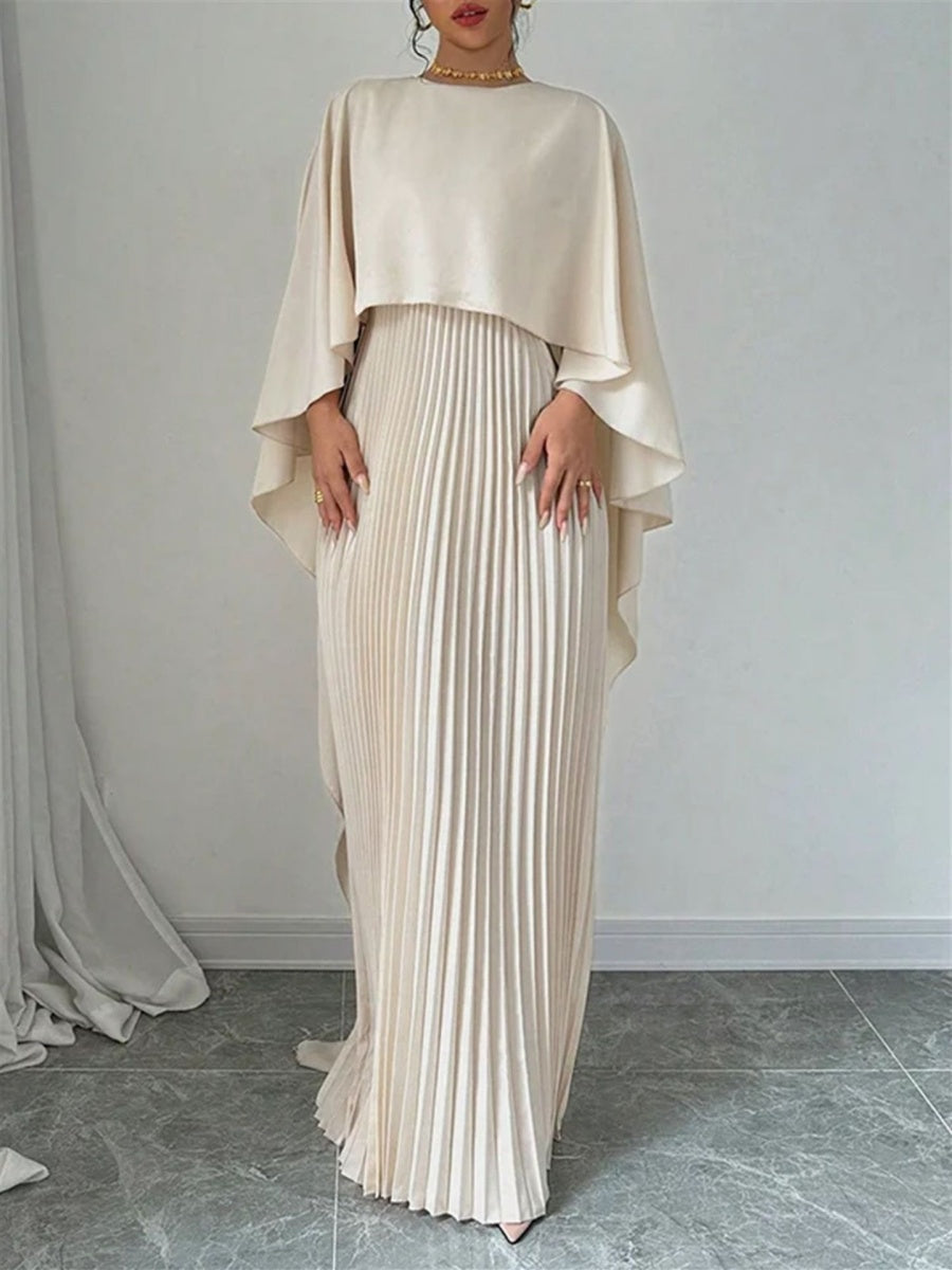 Cloak Batwing Sleeves Crimp Temperament Grace Maxi Dresses