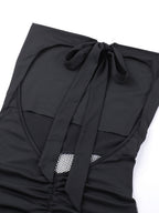 Backless Draped Collar Sparkling Mesh Splicing Halter Mini&Short Dresses