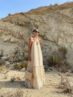 Halter 3D Crochet Lace Maxi Dresses