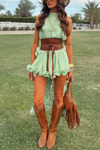 Romantic Drama Chiffon Wavy Ruffles Elastic Waist Loose Shorts