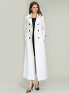 Trench Coat For Woman Quality Sash Turndown Collar Long Sleeves Full Length Coat